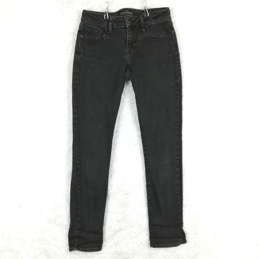Lucky Brand Womens Jeans‎ Lolita Super Skinny Denim Black Wash Split Hem 0